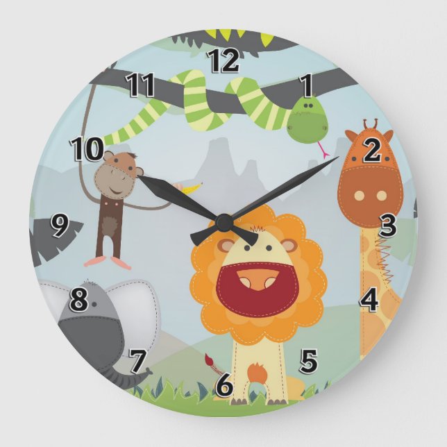 Jungle Fun Große Wanduhr (Vorderseite)