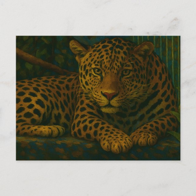 Jungle Gaze - Der Leopard im Freien Postkarte (Vorderseite)
