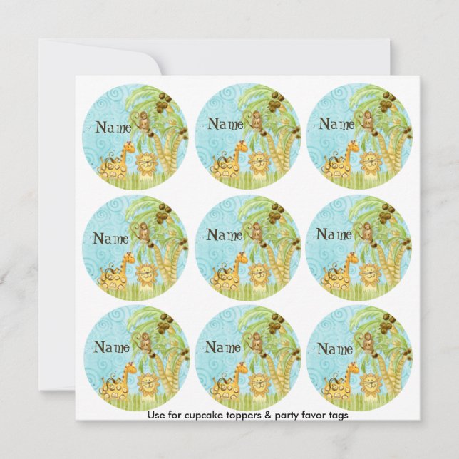 Jungle Giraffe Baby Cupcake Topper Duschkit (Vorderseite)