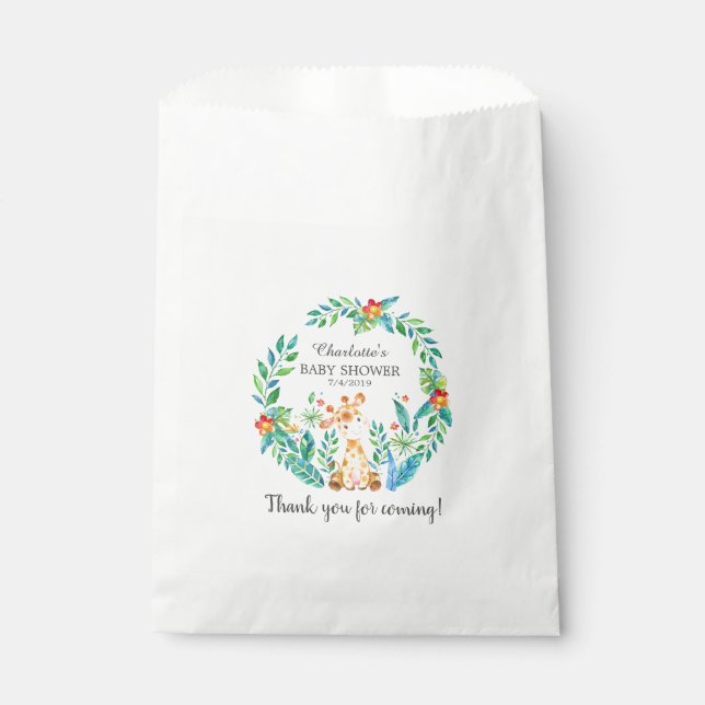 Jungle Giraffe Baby Dusche Fevor Bags Geschenktütchen (Vorderseite)