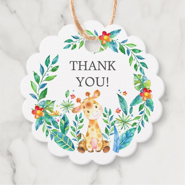 Jungle Giraffe Baby Dusche Gefallen Geschenk Tag Geschenkanhänger (Vorderseite)