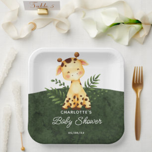 Jungle Giraffe Baby Dusche Paper Teller