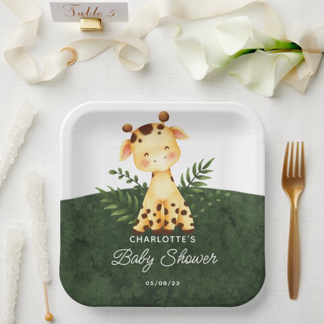 Jungle Giraffe Baby Dusche Paper Teller (Hochzeit)