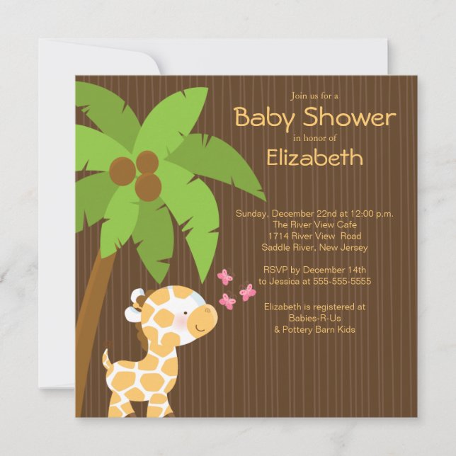 Jungle Giraffe Neutrale Babydusche Einladungen (Vorderseite)