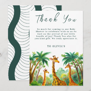 Jungle Giraffe Niedlich Elegant Hallo Babydusche Dankeskarte