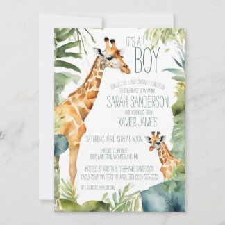 Jungle Giraffe trifft sich mit der Babydusche Einladung