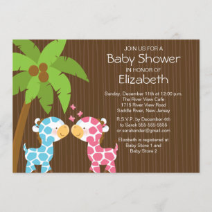 Jungle Giraffe Twins Kinderdusche Einladung