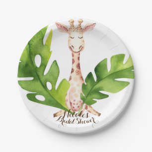Jungle Giraffe Watercolor Baby Dusche Party Pappteller
