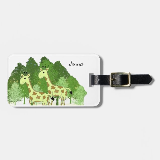Jungle Giraffen Gepäcktag Gepäckanhänger (Vorderseite horizontal)