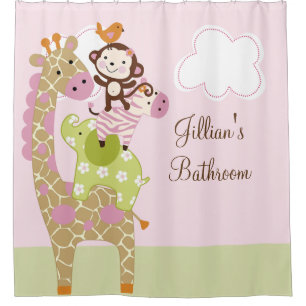 Jungle Girl Animals Kinder Duschvorhang