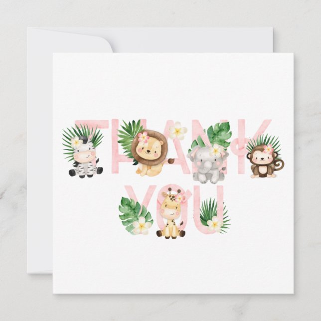 Jungle Girl Baby shower Merci Cartes (Devant)