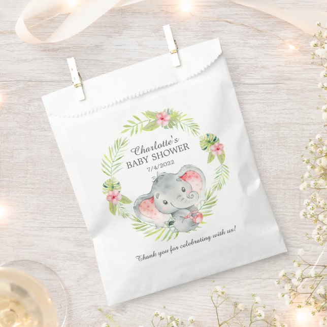 Jungle Girl Elephant Baby Dusche Fevor Taschen Geschenktütchen (Ausgeschnitten)