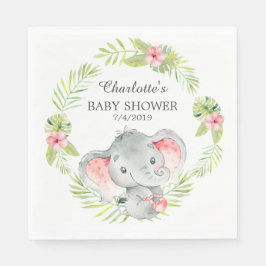 Jungle Girl Elephant Babydusche Papier Napkins Serviette