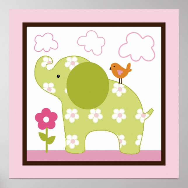 Jungle Girl /Elephant Poster / Imprimer Wall Art (Devant)