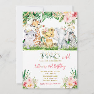 Jungle Girl Two Wild Birthday Invite Einladung