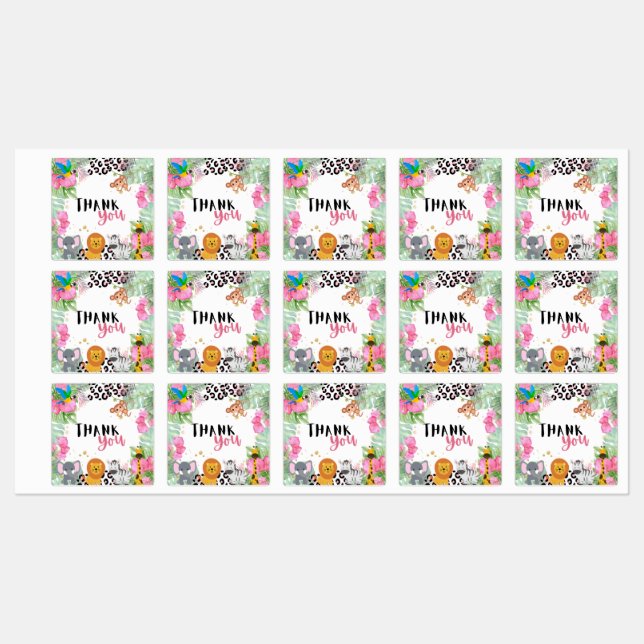 Jungle Girls Danke Labels Etiketten (Blatt)