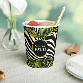 Jungle Glam Any Age Birthday Animal Print Pappbecher