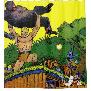 Jungle Gorilla's Lair Vintage Comicen Dusche Curt Duschvorhang