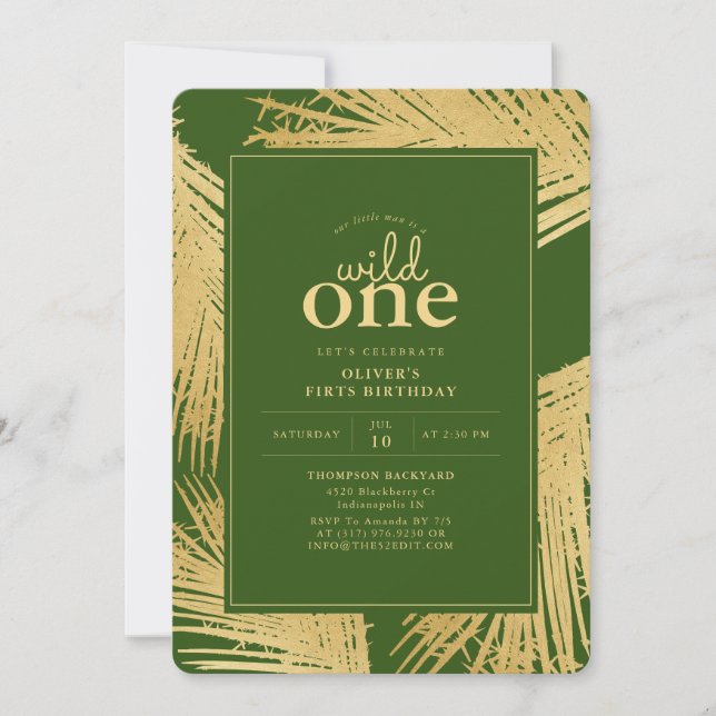 Jungle Green Wild Un Anniversaire Fête Invitation (Devant)