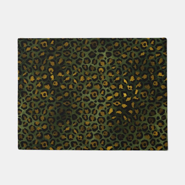 Jungle Green Yellow Cheetah Leopard Muster Fußmatte (Vorderseite)
