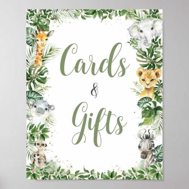 Jungle Greenery Baby Shower Cards und Geschenke Ze Poster (Vorne)