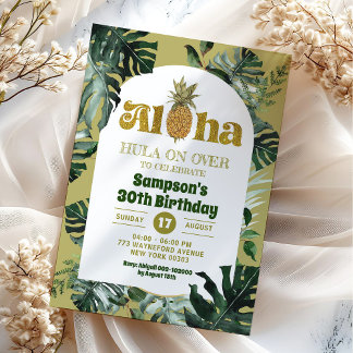 Jungle Greenery Tropical Aloha Ananas Geburtstag Einladung