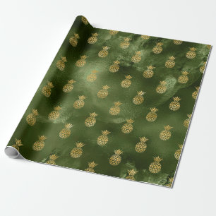 Jungle Grüngelber Ananas Tropisches Obst Geschenkpapier