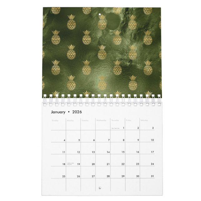 Jungle Grüngelber Ananas Tropisches Obst Kalender (Jan 2026)