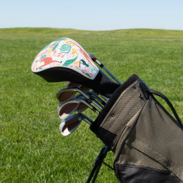 Jungle-Happy-Tiermuster in hellen Farben Golf Headcover