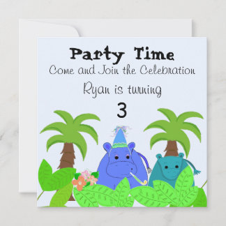 Jungle Hippo Einladung zum Geburtstag