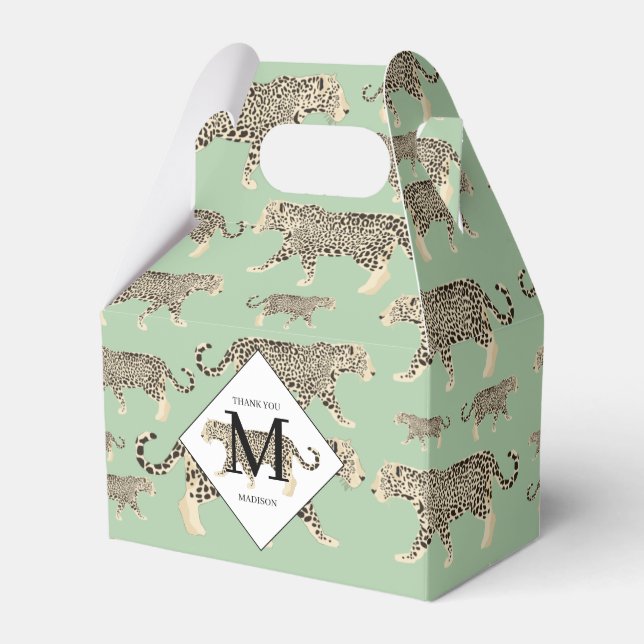 Jungle Jaguar Tiermuster Erstmaliges Monogramm Geschenkschachtel (Vorderseite)
