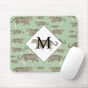 Jungle Jaguar Tiermuster Erstmaliges Monogramm Mousepad