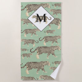 Jungle Jaguar Tiermuster Erstmaliges Monogramm Strandtuch