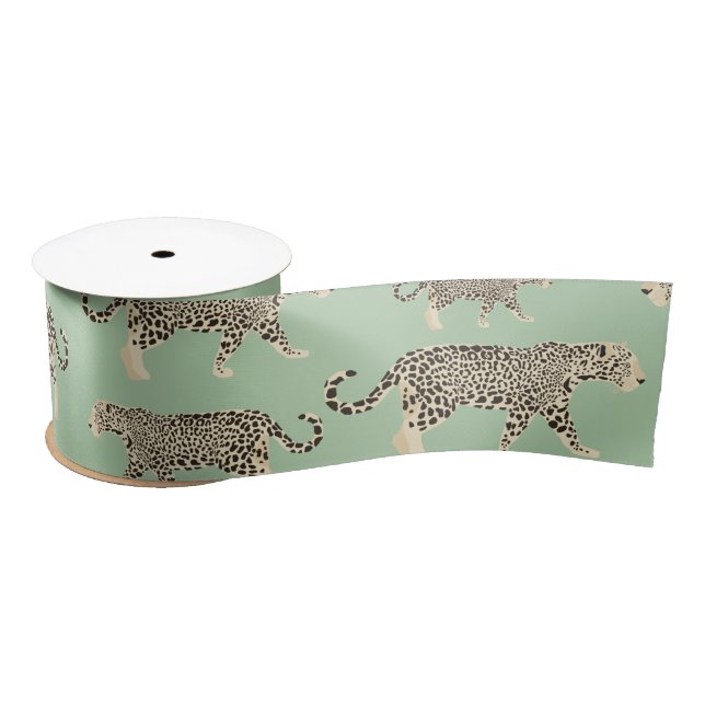 Jungle Jaguar Tiermuster Satinband (Spule)