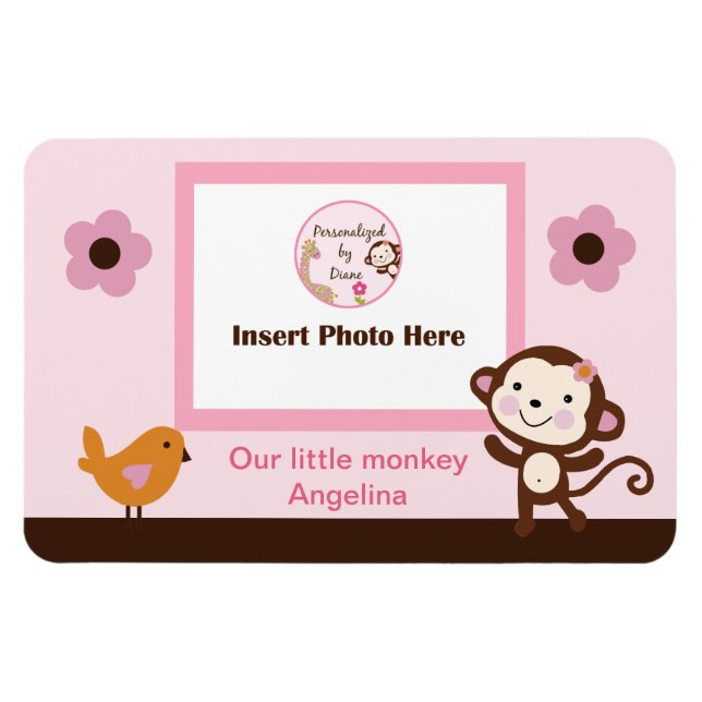 Jungle Jill Girl Monkey Foto Magnet (Horizontal)