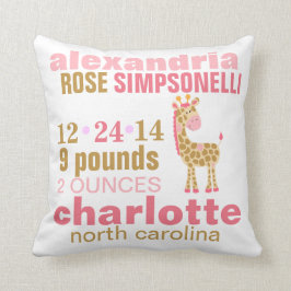 Jungle Jill Pink Giraffe Geburtsankündigung Kissen