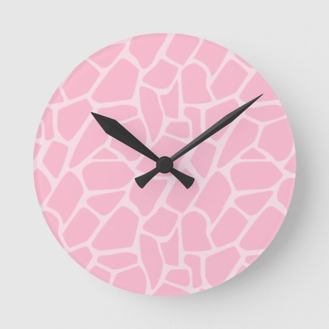 Jungle Jill Pink Giraffe Musteruhr Runde Wanduhr (Vorderseite)