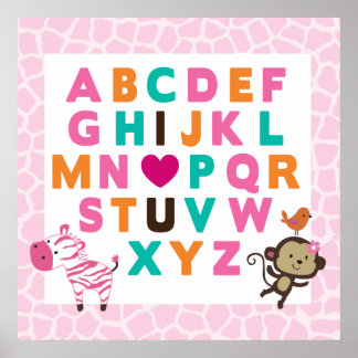 Jungle Jilly Alphabet Wall Print Poster