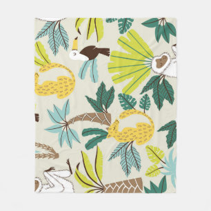 Jungle Joy: Cartoon Animal Fun Fleecedecke