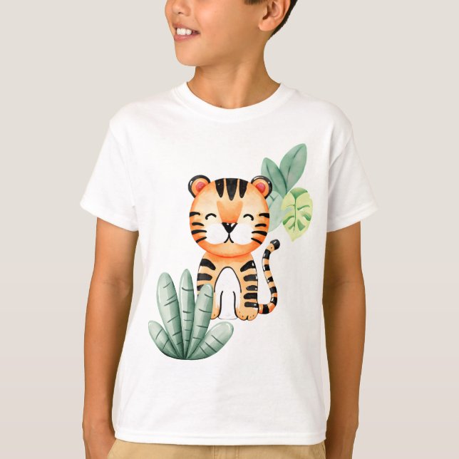 Jungle Joy : Happy Tiger Kids T-Shirt (Devant)