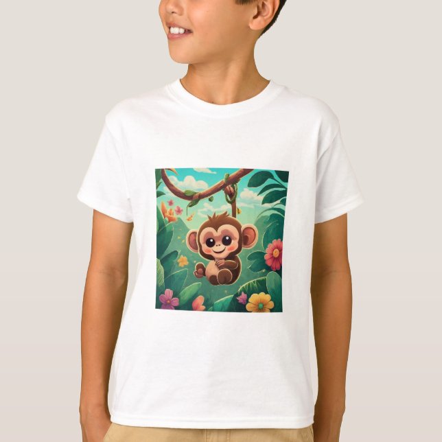 "Jungle Joy: Playful Baby Monkey T - Shirt Collect (Vorderseite)