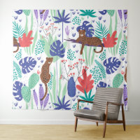 Jungle Katzen mit Blume und Blätter