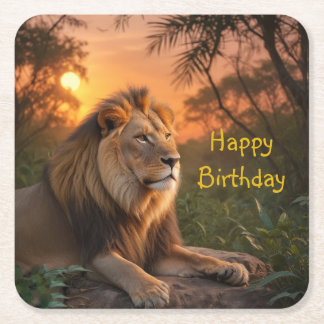 Jungle King Lion Rechteckiger Pappuntersetzer