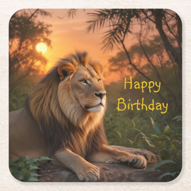 Jungle King Lion Rechteckiger Pappuntersetzer (Vorderseite)