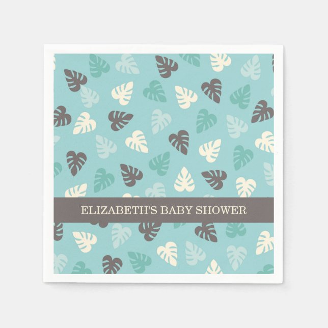Jungle Leaf Muster Safari Baby Dusche Serviette (Vorderseite)
