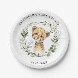 Jungle Leopard Baby Cheetah Grüne Golddusche Pappteller