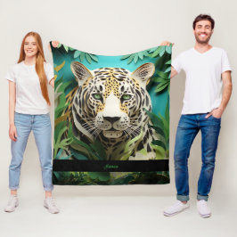 Jungle Leopard Personalisierter Name Fleecedecke