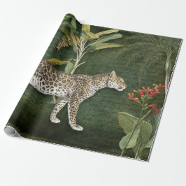 Jungle Leopard Tropical Floral n Foliage Decoupage Geschenkpapier