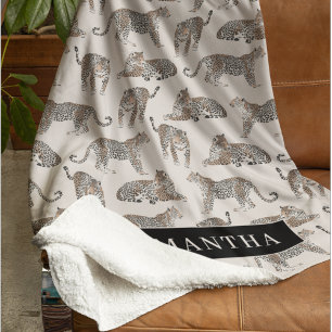 Jungle Leopard Wildtier Muster Sherpadecke