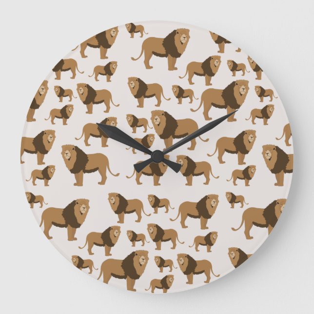Jungle Lion Animal Pattern Große Wanduhr (Vorderseite)